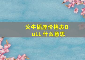 公牛插座价格表BuLL 什么意思